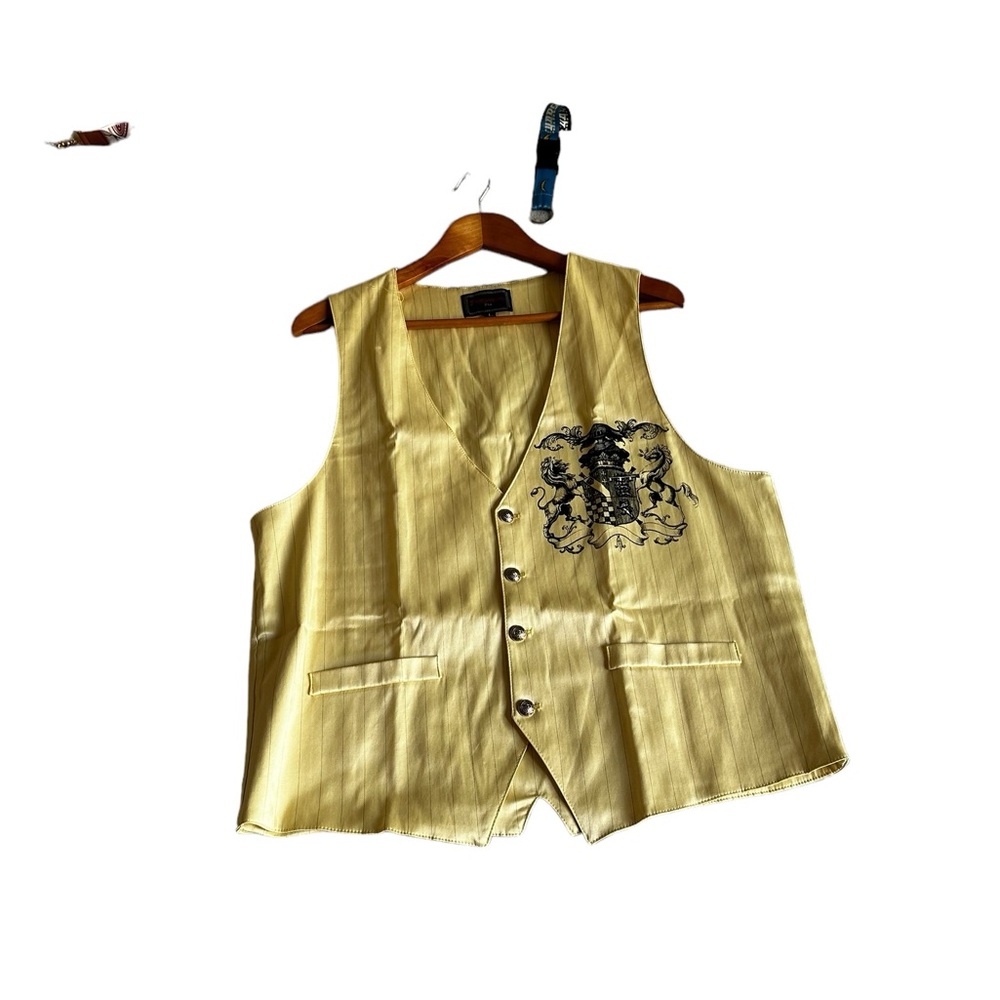 VINTAGE PATRONCITO MENS YELLOW VEST BIKER FASHION ENTHUSIAST S  L